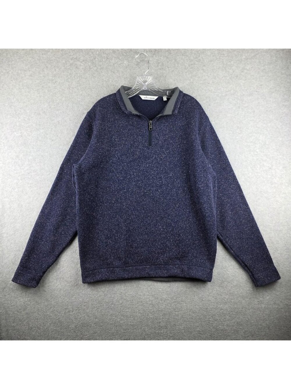 Peter Millar Sweater Mens Large Blue Perth Quarter Zip Fleece Pullover